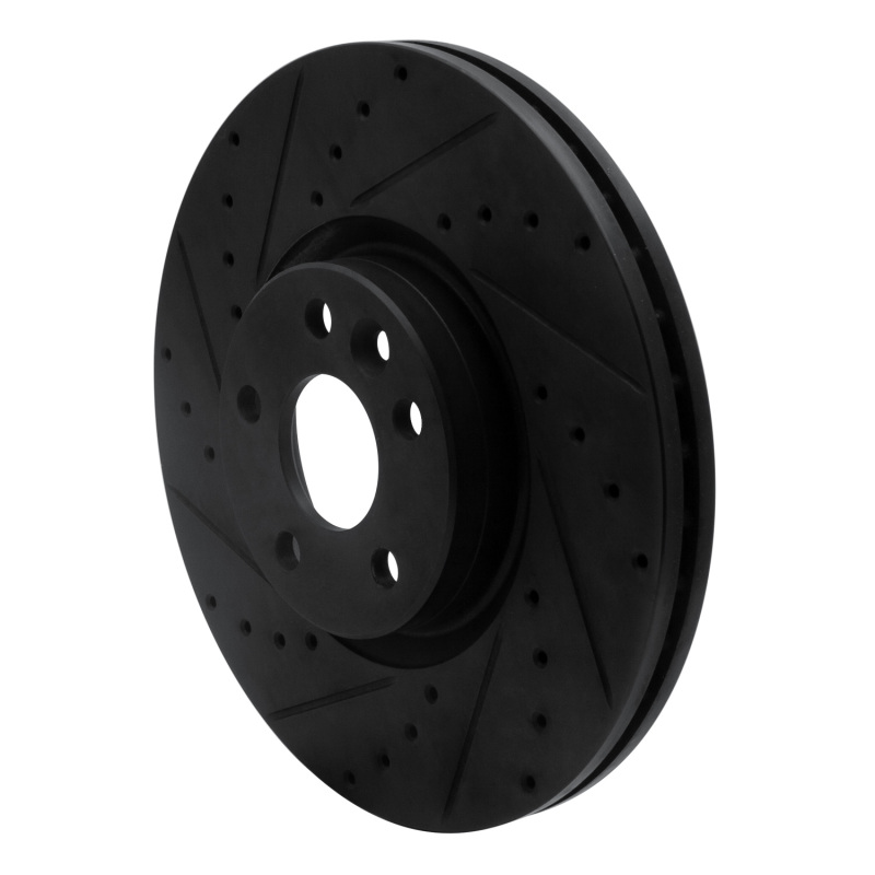 Volvo XC60 Brake Rotor (1) - Front Left - R1 Concepts - Drilled & Slotted - Black - `16-`17